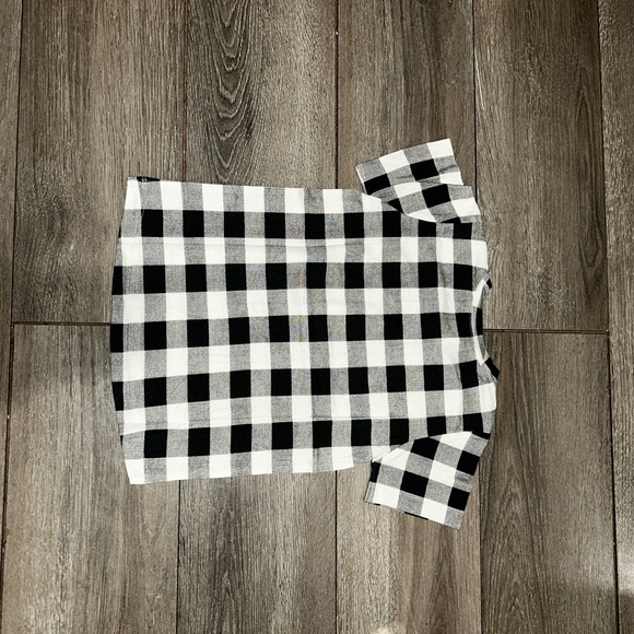 NWT Kate Quinn Black And Beige Gingham Short Sleeve Boxy Tee size 2T Or 4T. - Picture 3 of 7